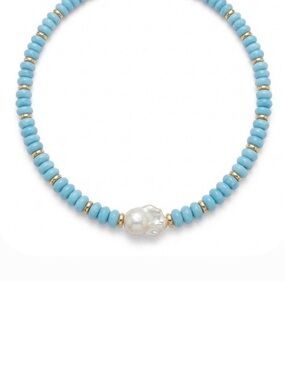 NWT ⚜️🩵⚜️ MACRAE & Co. Beaded Blue Necklace with Pearl Accent